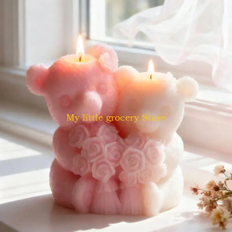 

D5BD Couple Bear Silicone Mold For DIY Making Durable Reusable Crafting