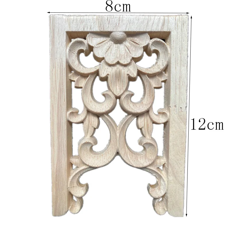 1PC 12cm Wooden Wood Applique Decorative Antique Flower Piece Pass Background Wall Wardrobe Home Decoration Accessories