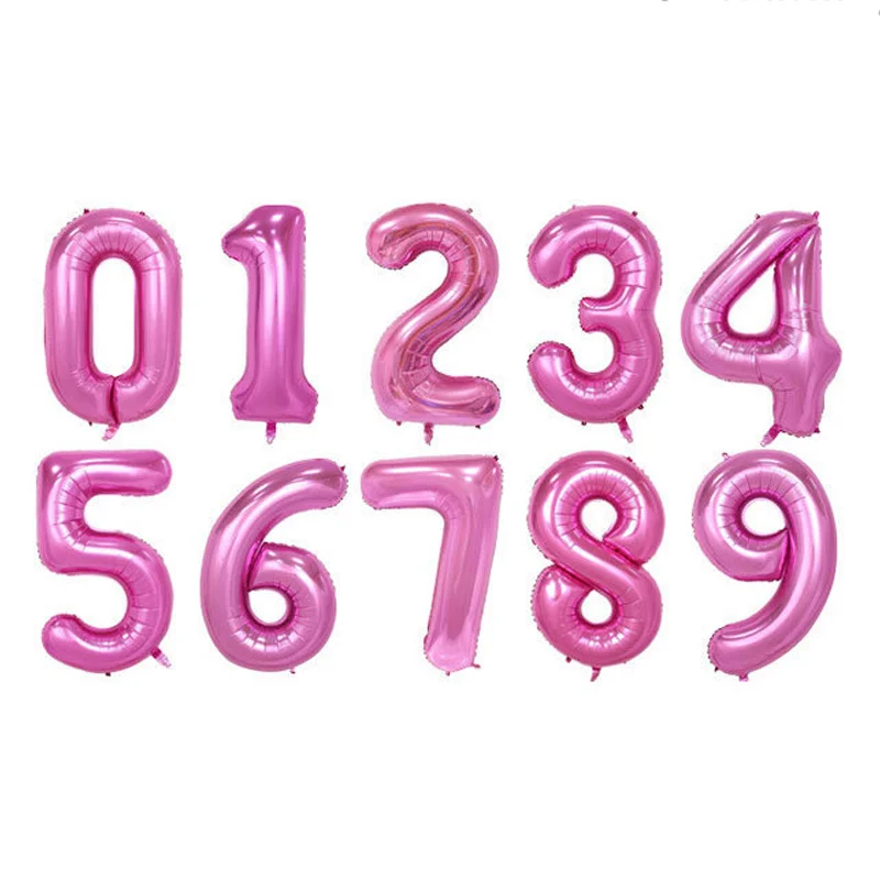 16/32/40 Inch Number Balloon Rainbow Gold Silver Rose Gold 0 1 2 3 4 5 6 7 8 9 Aluminum Foil Balloons Memorial Day Balloons