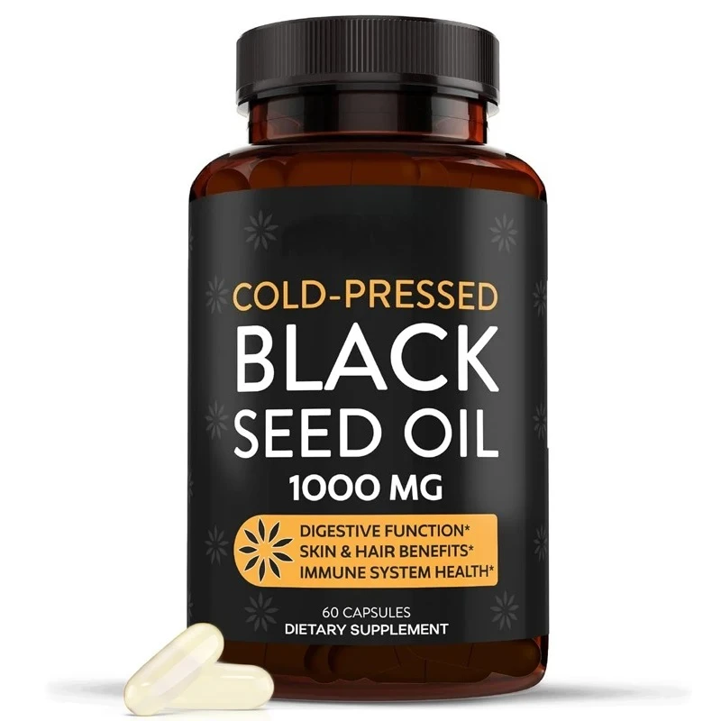 

Cold pressed black seed oil soft capsules, non GMO and vegetarian (60 capsules), joint skin, hair support antioxidant