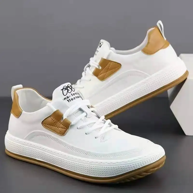 Spring Autumn Cow Leather Platform Sneakers for Men Fashion Casual Sports Platform Shoes Man New Designer Luxury Board Shoes