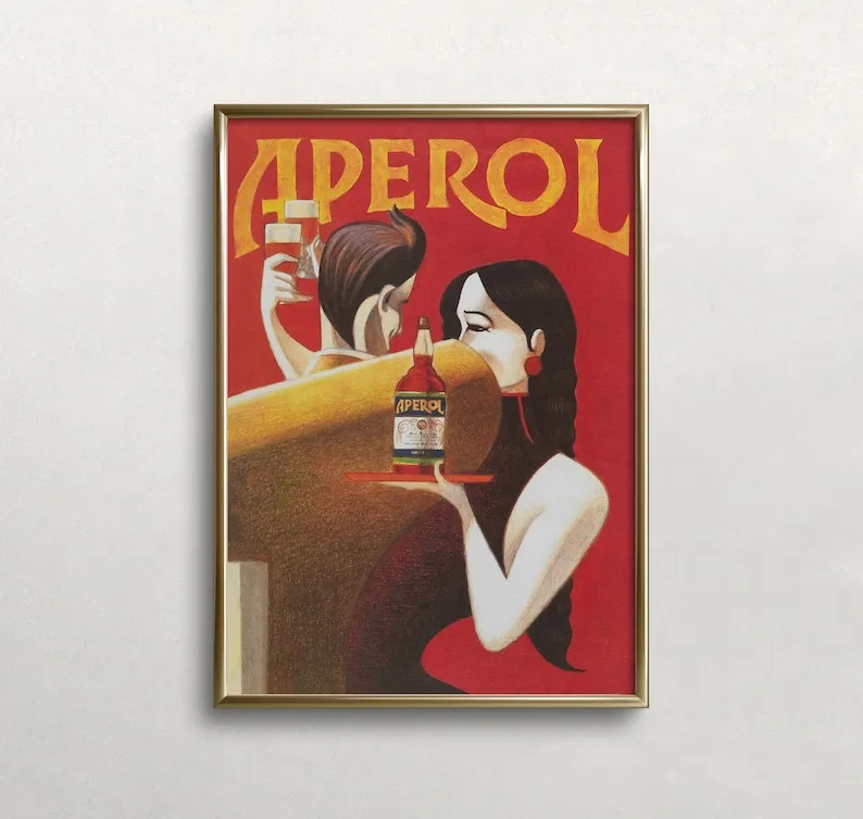 Настенное искусство Aperol, ВИНТАЖНЫЙ ПЛАКАТ, декор для бара, печать напитков, парные танцы, печатное искусство, большая стена