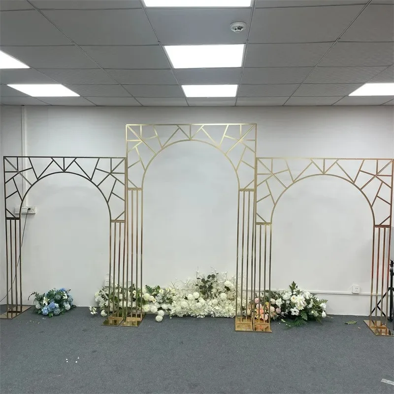 

Shiny Metal Wedding flower Arch Frame Circle gold Wedding Props Stage Background Wreath Backdrop Round square Arch wedding decor