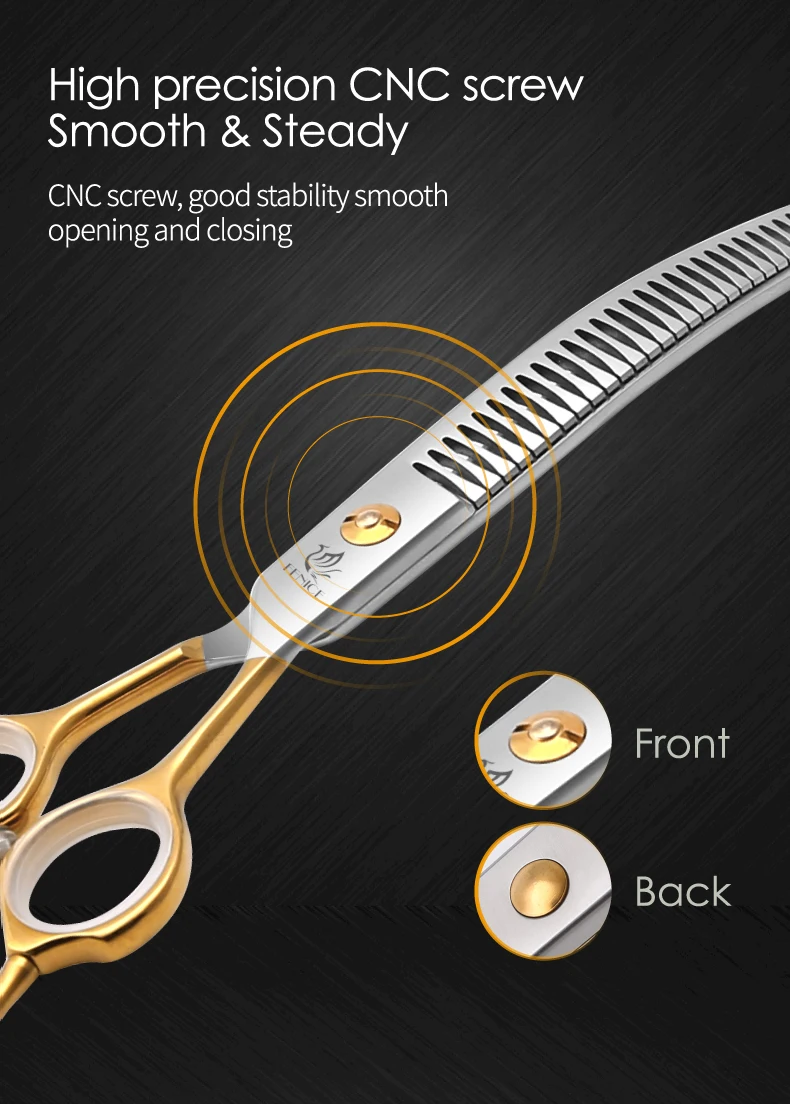 Fenice JP440C High Quality 7.0/7.5 inch Professional Dog Grooming Scissors Curved Chunker Scissors Grooming for Dogs Face Body