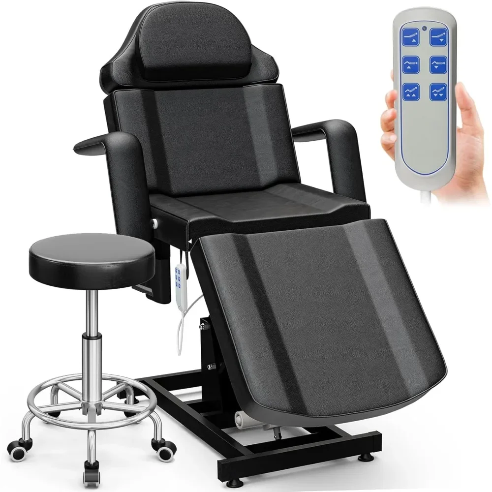 

Fully Electric Tattoo Bed Esthetician Spa Chair with 3 Motor,Remote Control Height and Angle Facial Bed, 4 Section Massage Table