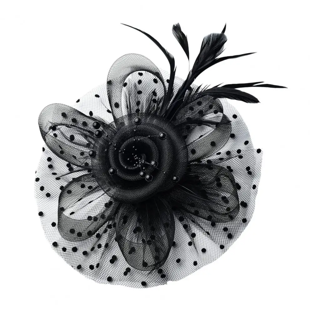 

Mesh Base Fascinator with Flower Elegant Fascinators Hat with Mesh Faux Pearl Decor for Tea Party Retro for Women for Special