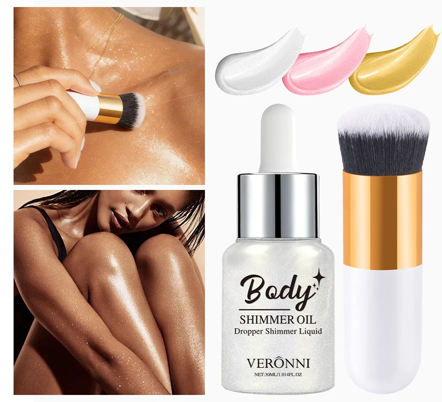 3 Colors Shimmer Liquid Highlighter Long-lasting Face Body Brightening Liquid Glitter Music Festival Party Makeup Accessories