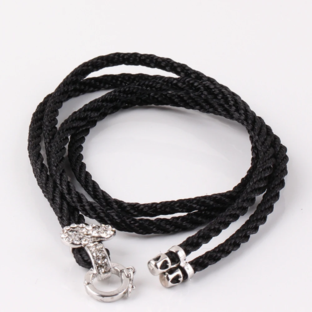 1 Piece Adjustable Silver Ethnic Style Hand Woven Semi-Finished Double Universal Buckle Necklace Cl04