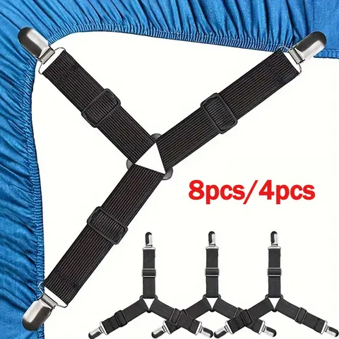 8pcs/4pcs Adjustable Elastic Bed Sheet Clips | Prevents Sliding and Movement | For Beds Sofas Tablecloths  Bed Sheet Fasteners