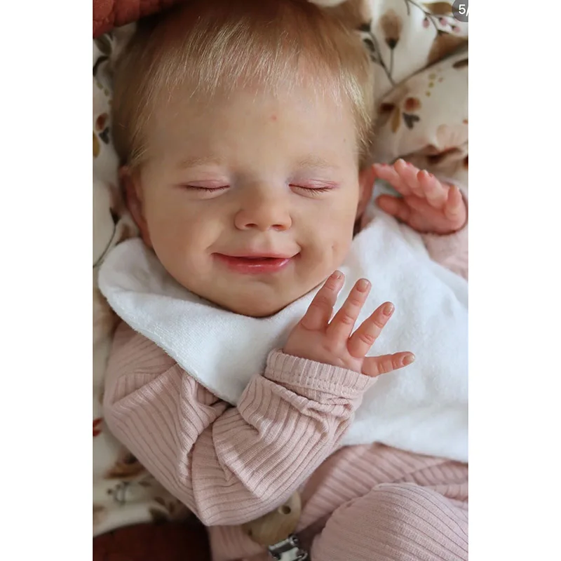 

49CM Full Body Silicone Reborn Doll Sleeping April Smile Baby Hand Made High Quality Doll Lifelike Real Baby Collectible ArtDoll