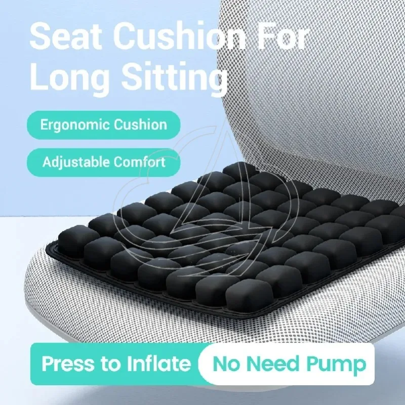 3D Ergonomic Inflatable Chair Cushion Adjustable Seat Pad for Office Car Long Sitting