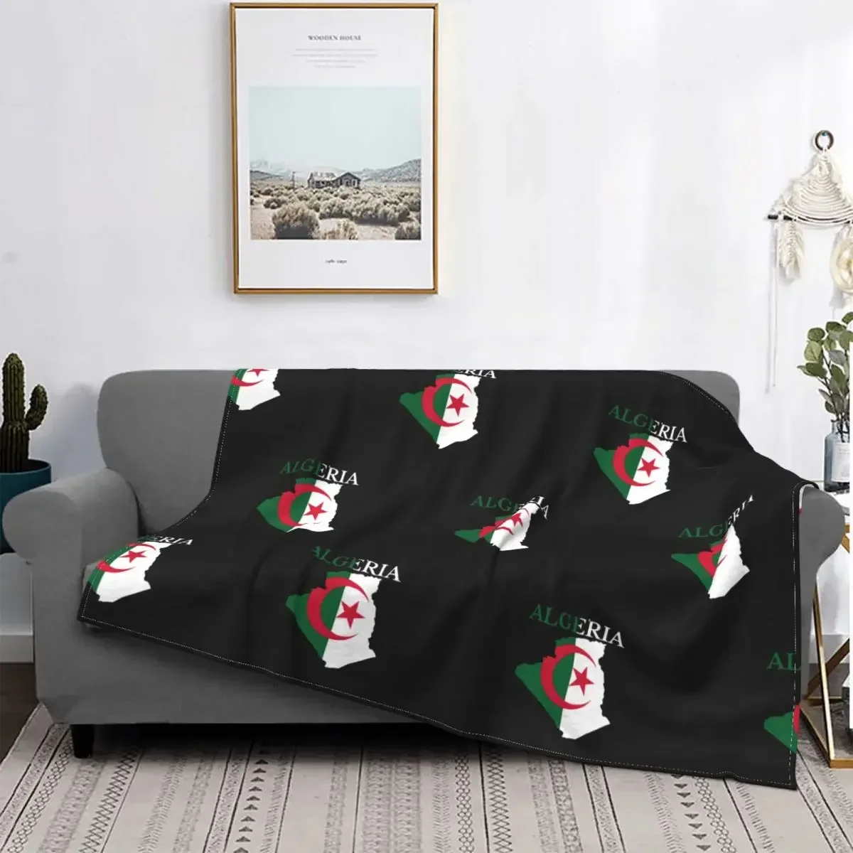 Algeria Flag Map Blankets Coral Fleece Plush Spring/Autumn Algerian Heart Thin Throw Blanket for Bedding Couch Plush Thin Quilt