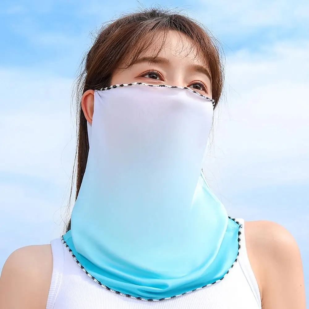 

Gradient Candy Color Anti-UV With Neck Flap Face Gini Mask Summer Sunscreen Mask Driving Face Mask Women Neckline Mask Ice Silk