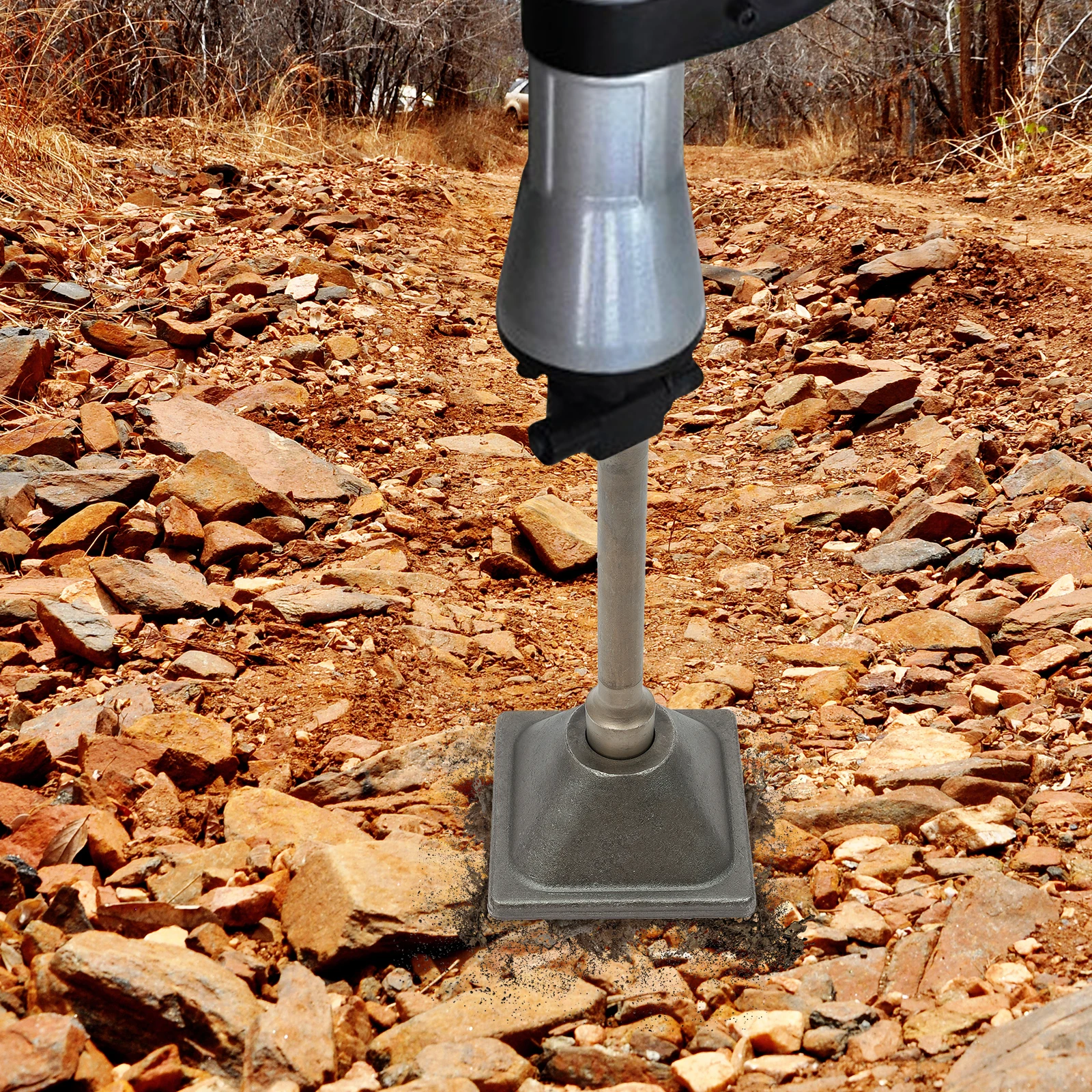 Image of Anti-Schock-Hammer-Tamper-Kompressor, sechseckiger Tamper-Schaft und -Platte für Abbruchhammer (15,24 x 15,24 x 40,64 cm)