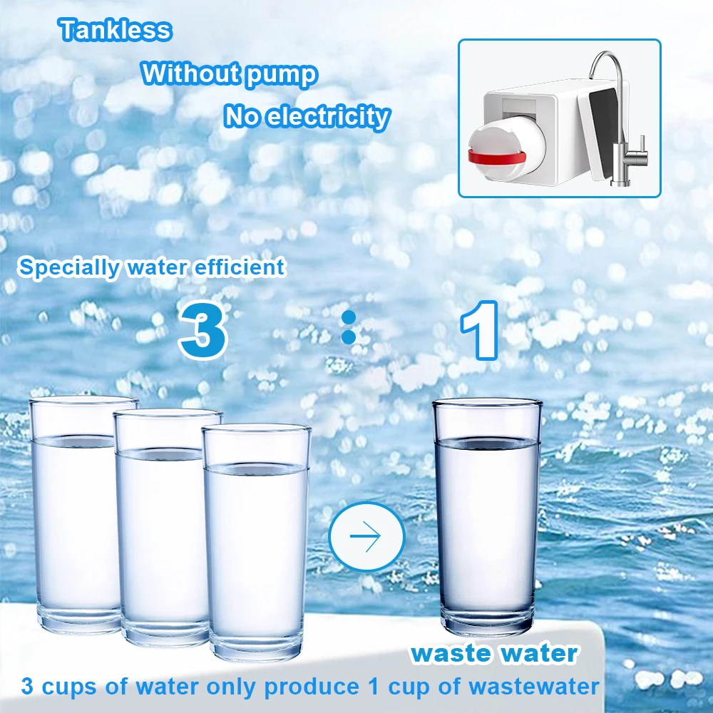 High Flow 600GPD Reverse osmosis water purifier,Compact,Tankless, not require electricity under sink water filter