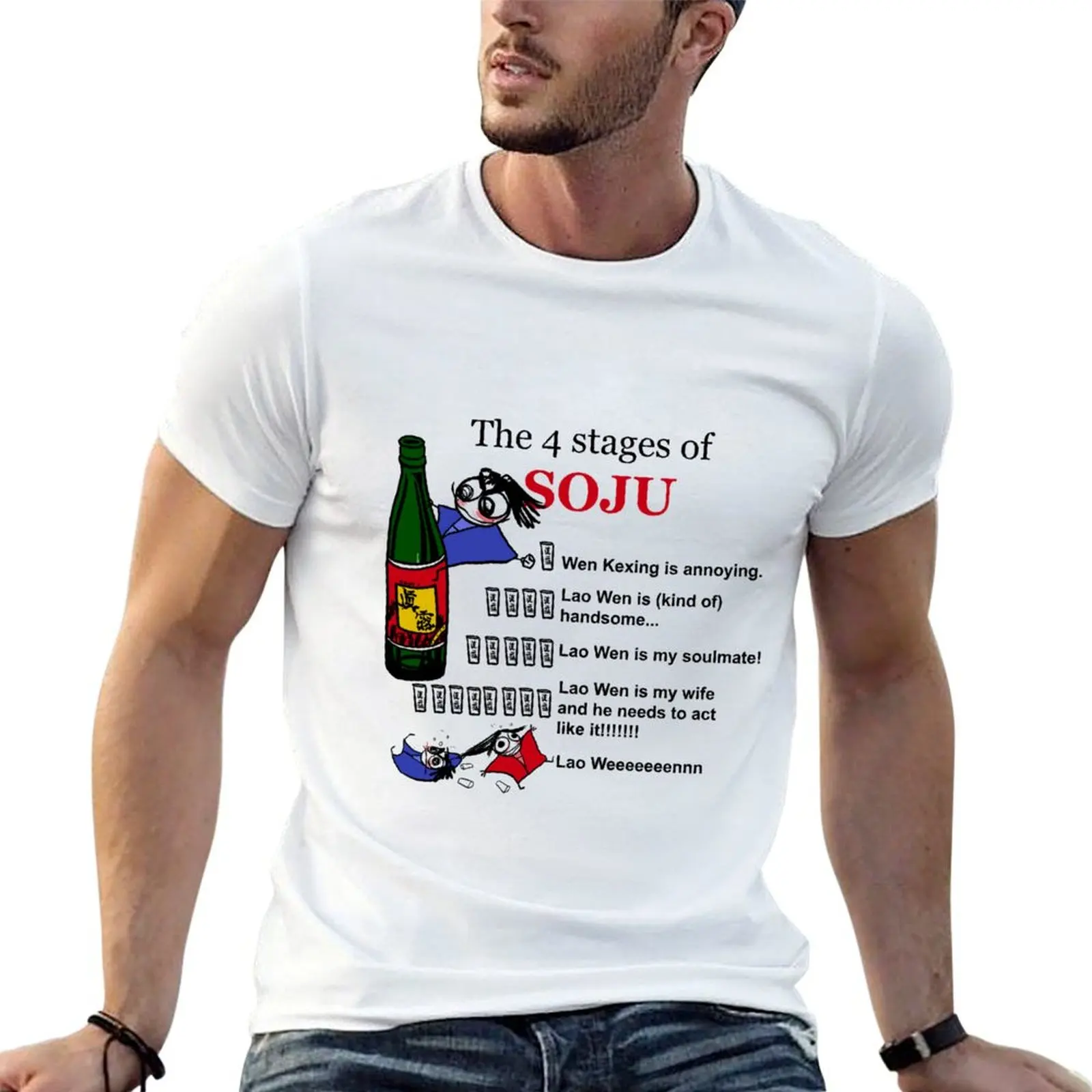 Camiseta masculina The Four Stages of Axu, camiseta gráfica masculina, camiseta de algodão 100%