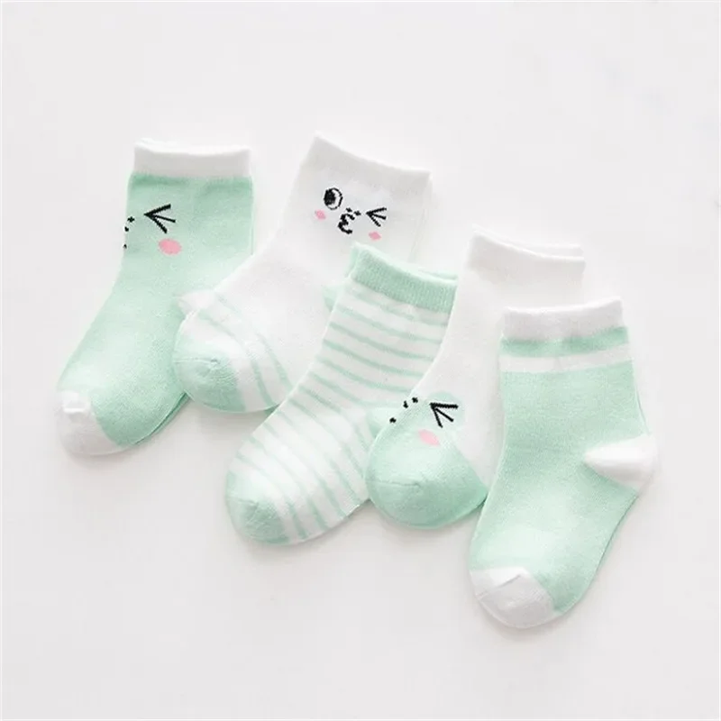 5Pairs/lot Cotton Striped Baby Socks Newborn Boys Girls Sock Cute Toddler Kid 3-12Y
