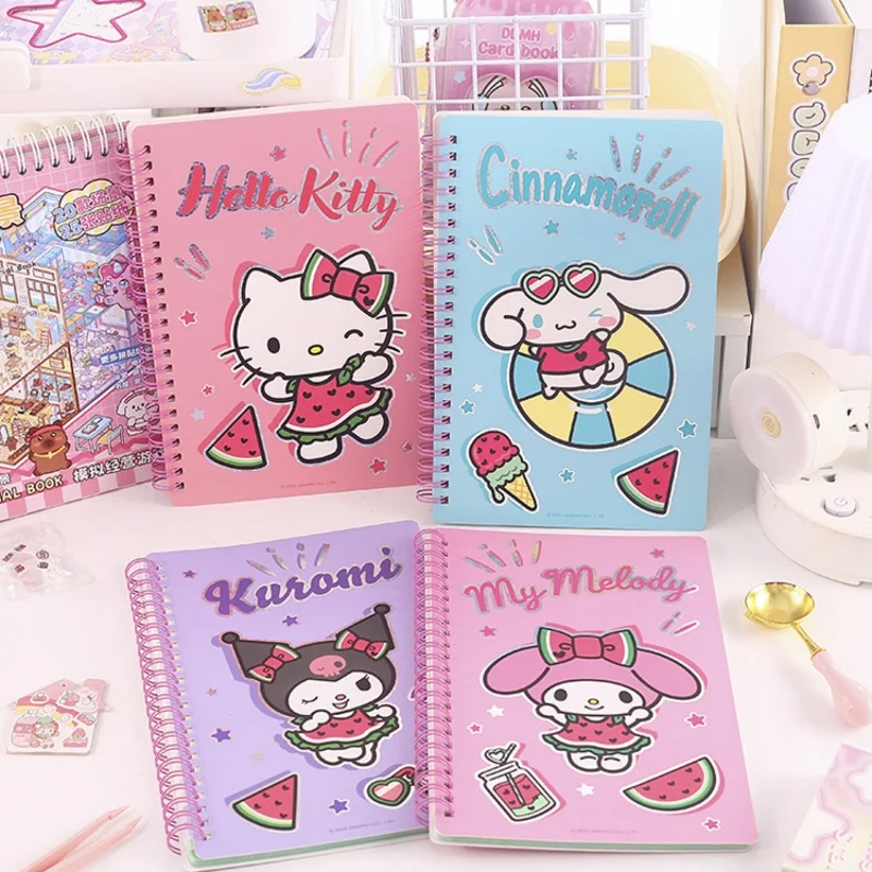 4pcs/lot Sanrio Kuromi Melody Kitty Cinnamoroll Coil Memo Pad Cute Note Book Diary Planner Stationery Gift School Supplies