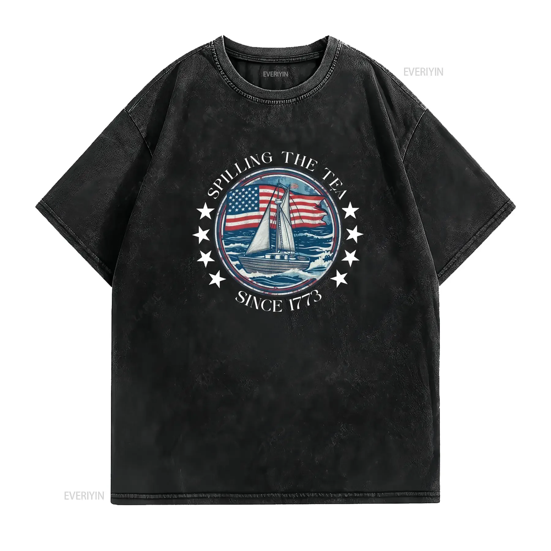 Spilling The Tea Since 1773 T Shirt 4th Of July Women Patriotic Usa Fourth American UMYF10 vintage Washed homme
