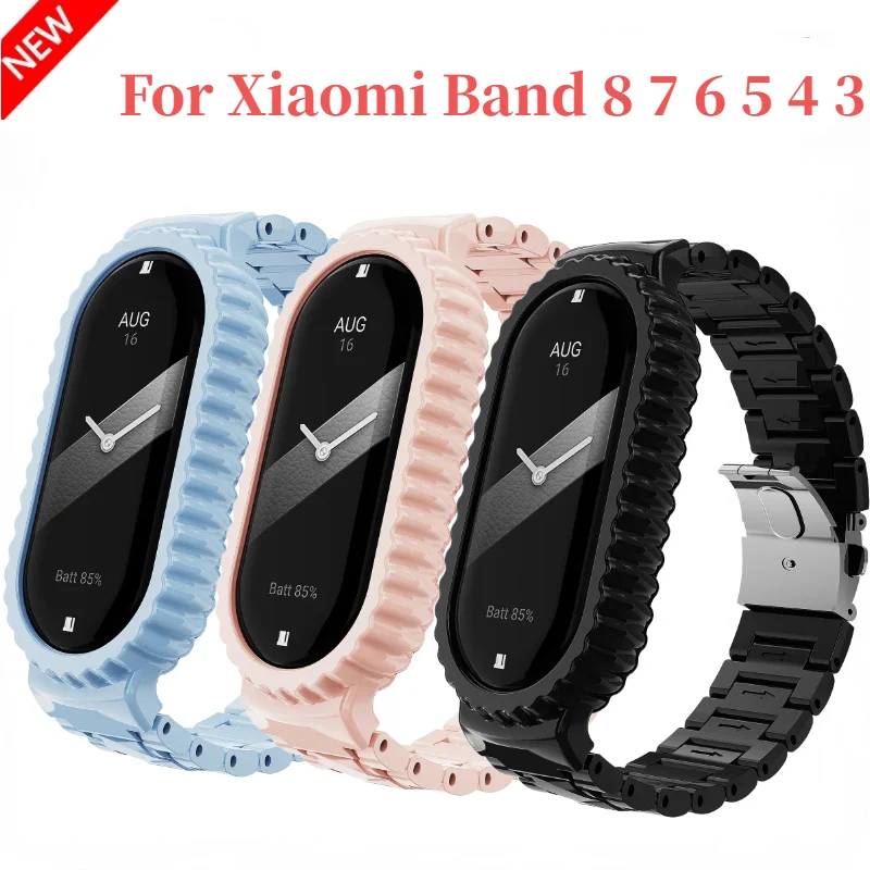 Candy Transparent Strap For Xiaomi Band 8 7 6 5 4 3 Soft Bracelet Resin Wristband+Protective Shell Kit For Miband 5 6 7 8 correa