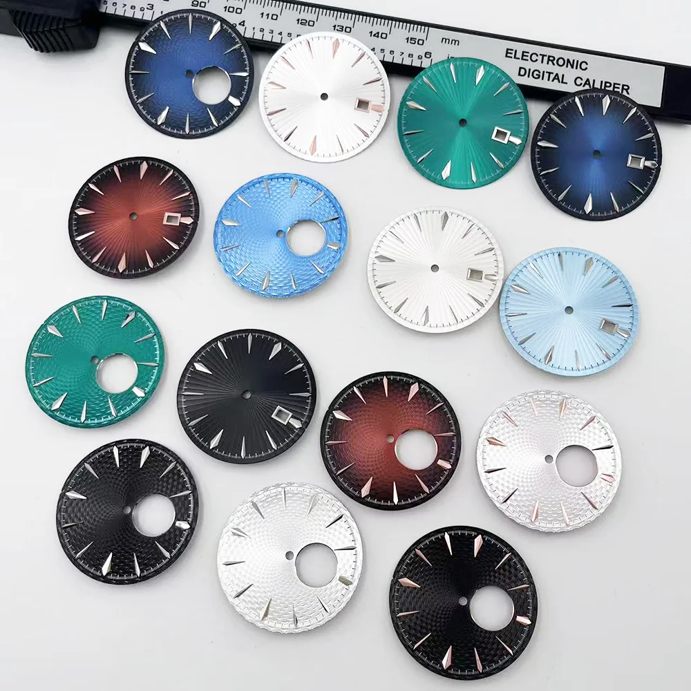 35mm dial watch, compatible with NH38/NH35/NH36 movements, with calendar function, available in brown/blue/green/white colors