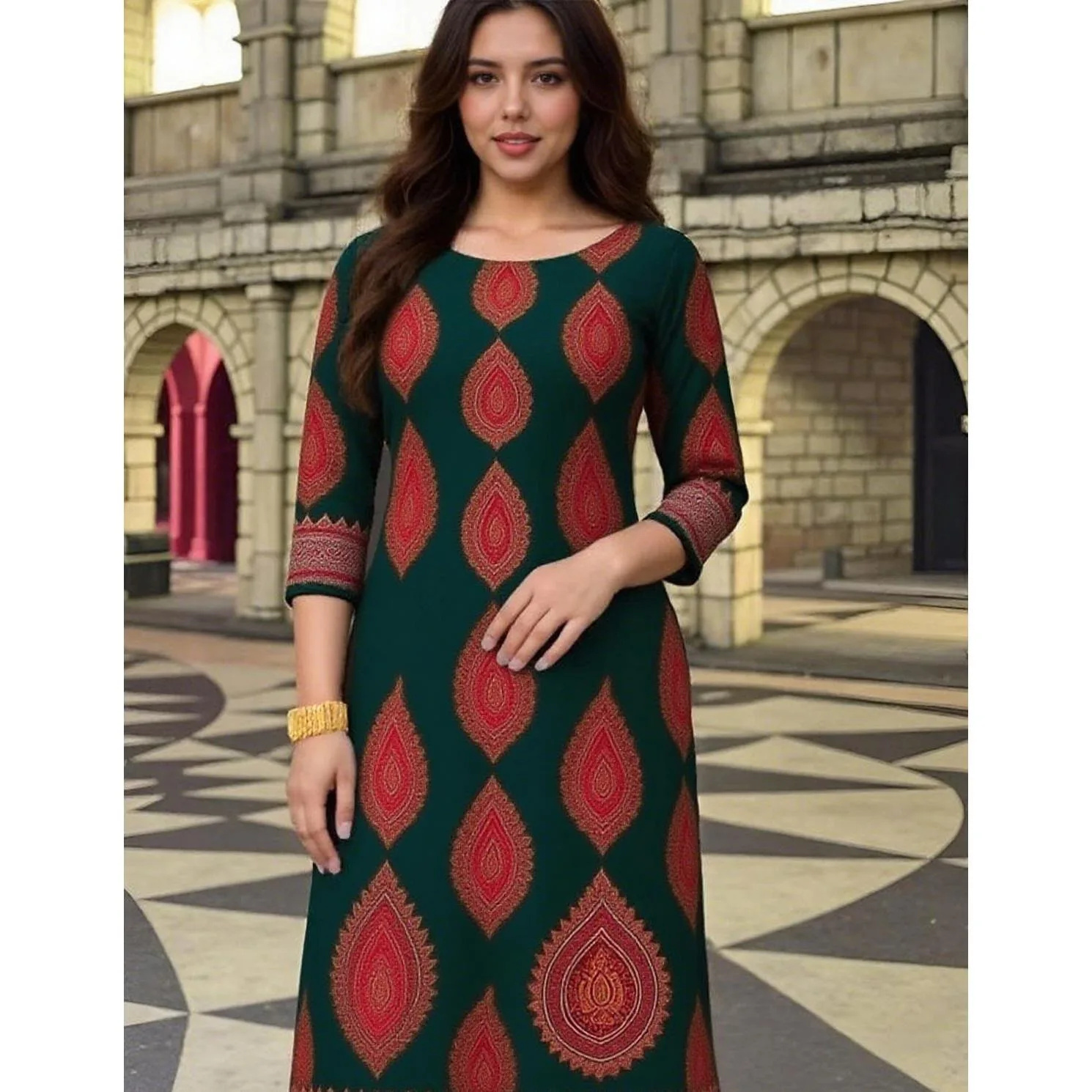 فستان مسلم كورت نسائي عصري بحاشية مستقيمة فستان نسائي على شكل فيل غير رسمي عباية تركية Abito Donna Musulmana #2