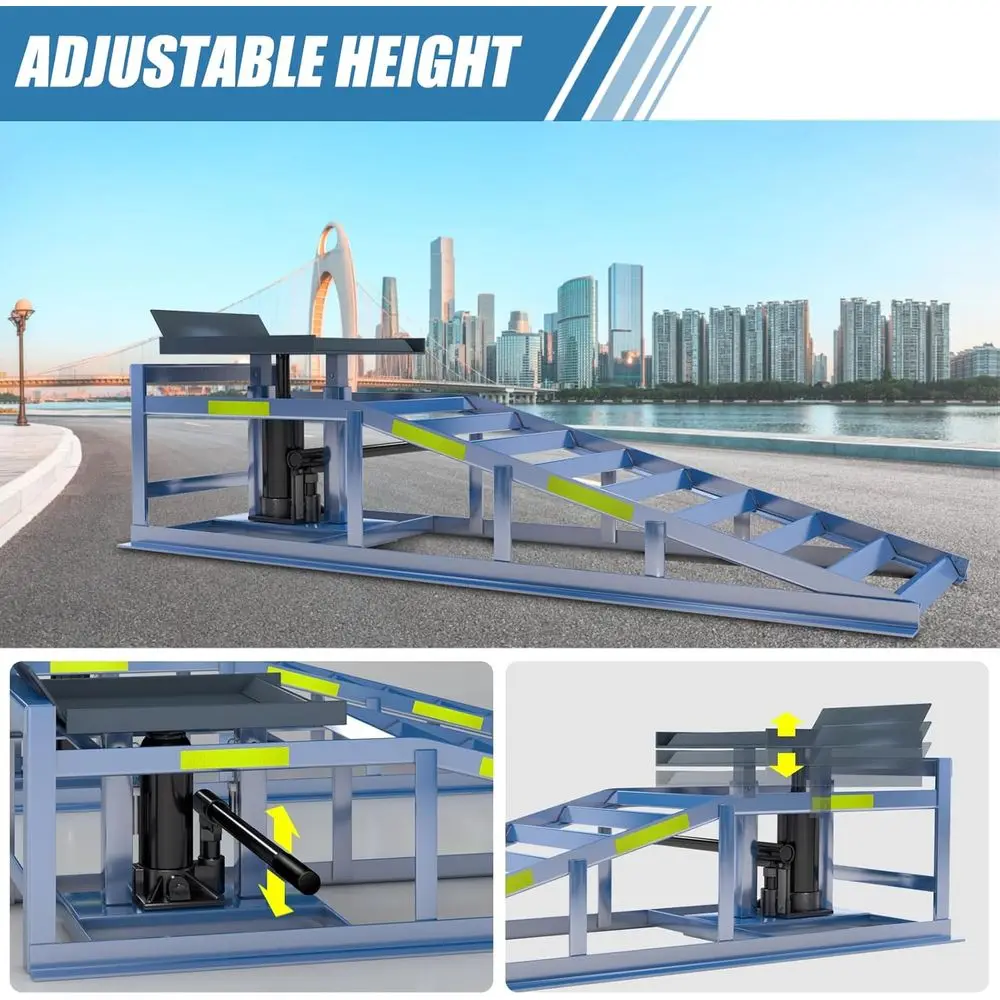 2-Pack Automotive Steel Hydraulic Jacks, 5 Ton Capacity, Reflective Safety Stickers, Adjustable Height 9.8-15 for Home Oil Chang