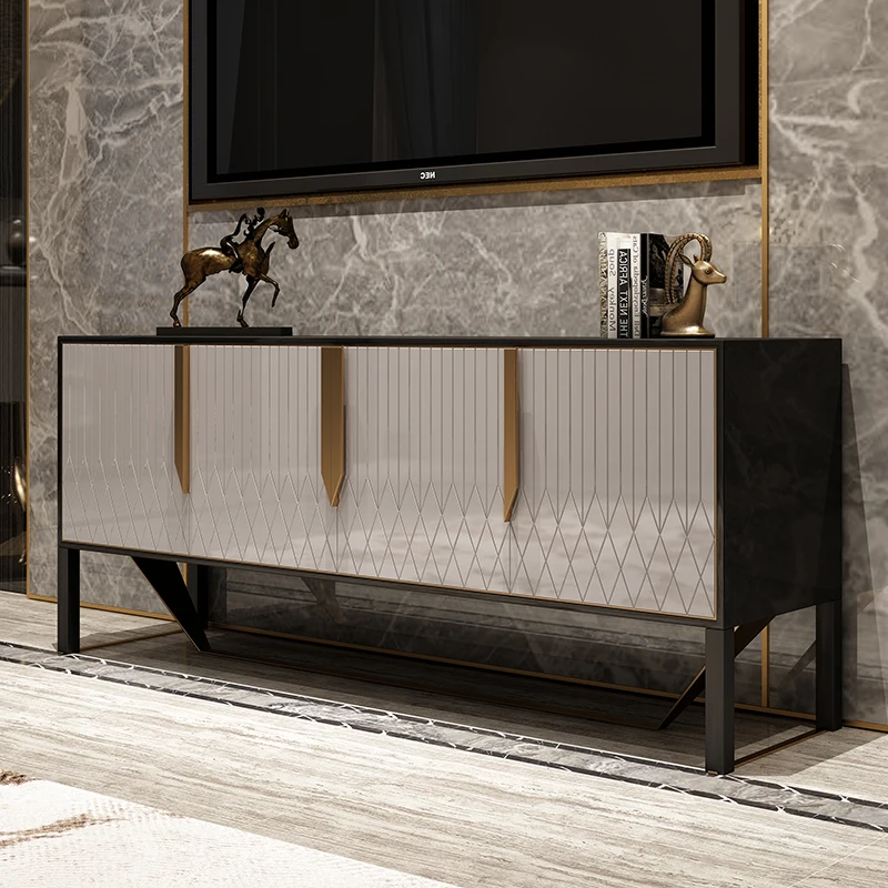 

Light luxury living room American coffee table combination villa solid wood TV cabinet combination