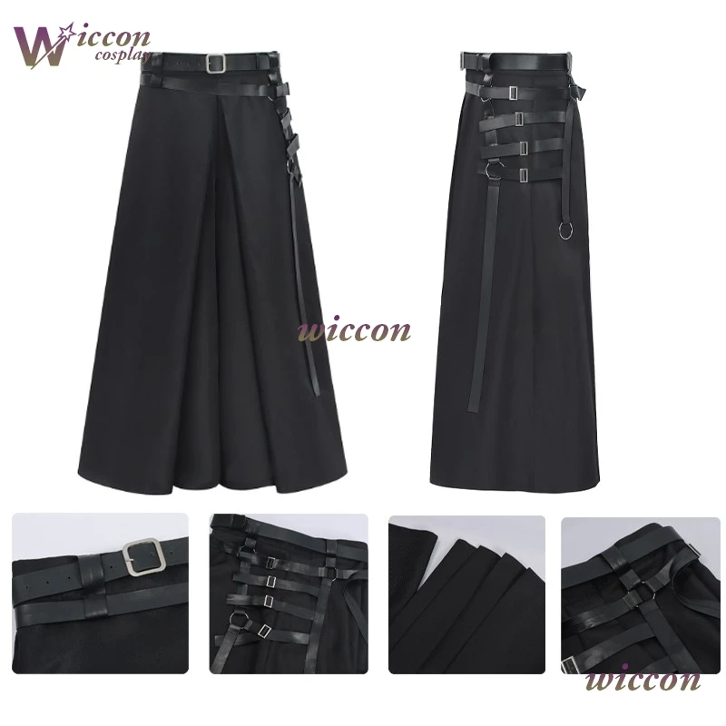 

Модные плиссированные брюки в стиле панк-винтаж для мужчин и женщин, с поясом, в готическом стиле, черные, в стиле Харадзюку, повседневные длинные брюки-юбка
