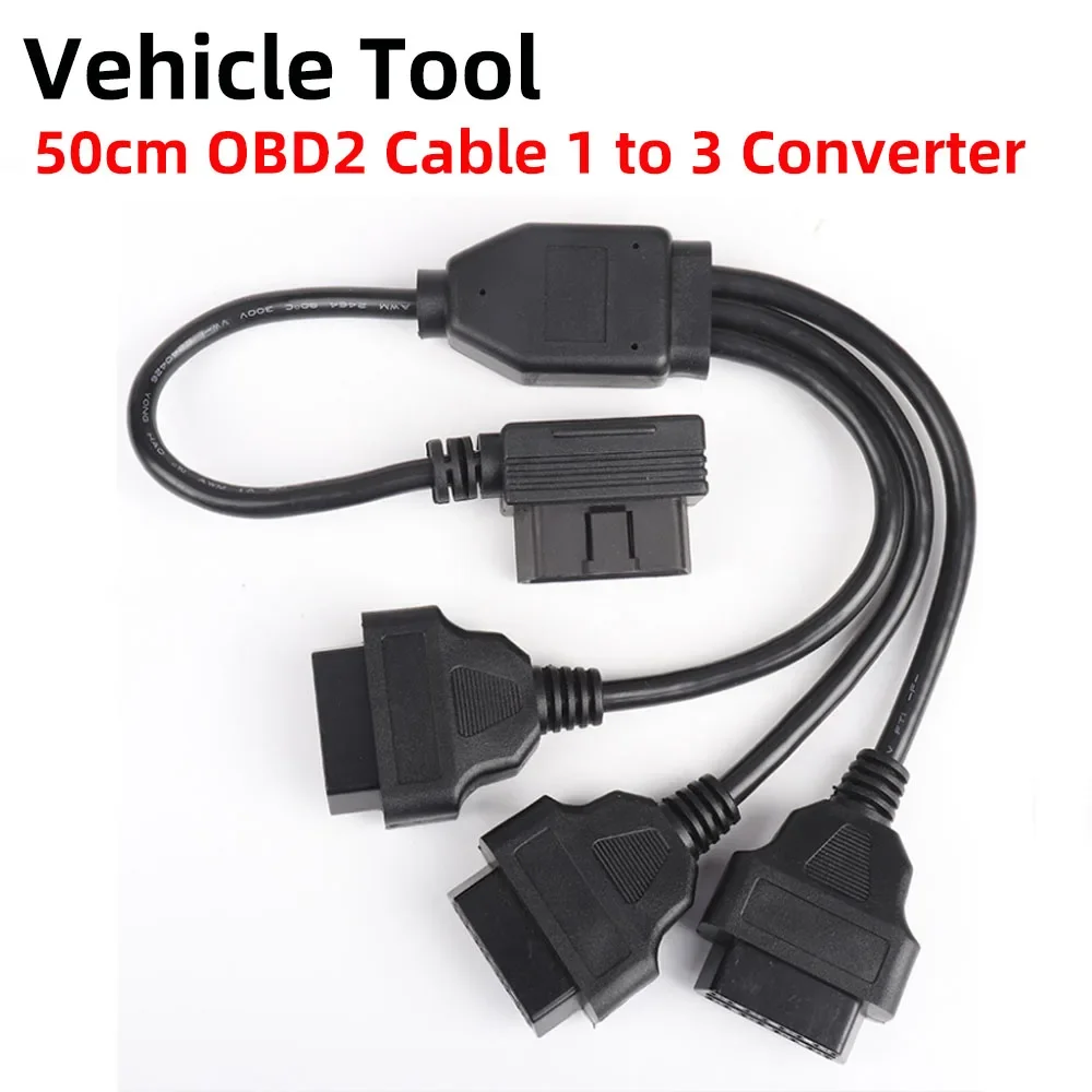 

OBDII OBD 2 16Pin OBD2 16 Pin 1 in 3 Male To Three L Type Female For Elm327 Transfer Car Diagnostic Connector Cable