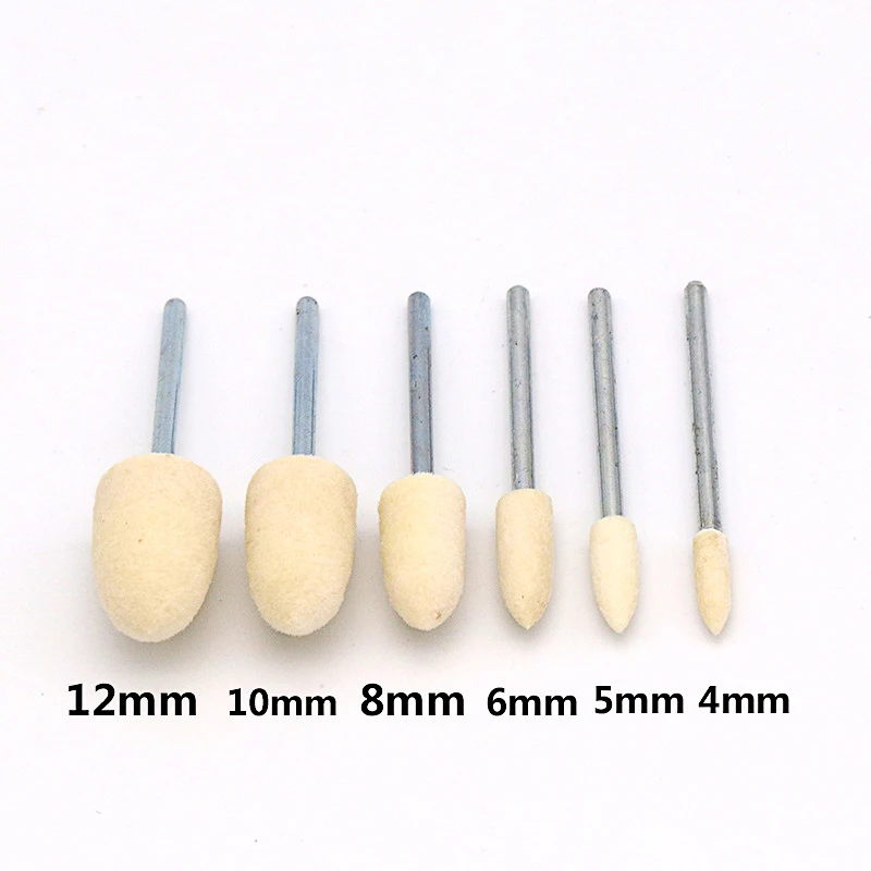 3PCS 3-12mm Wool Felt Mounted Polishing Buffing Wheel 2.35/3.0mm Shank Grinding Head For Abrasive Tool Rotary Tool Accessories