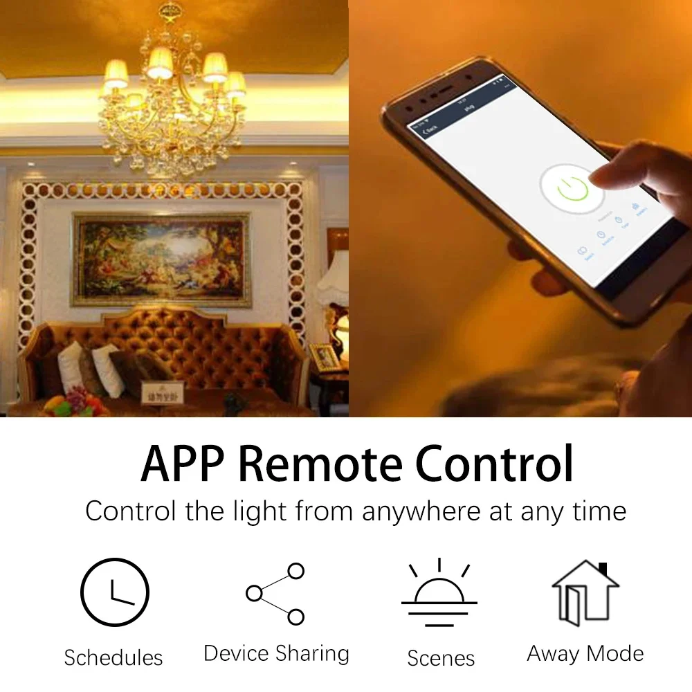 Tuya-interruptor inteligente con WiFi y luz LED, dispositivo inalámbrico de 433MHz, receptor de relé de 110V, Control remoto de 220V, funciona con