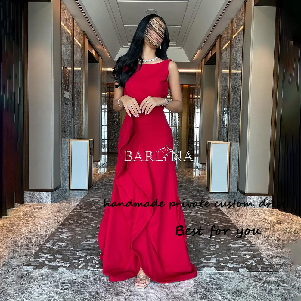 

Burgundy Mermaid Evening Dresses with Slit Ruched Satin O Neck Formal Prom Dress Floor Length Arabic Evening Party Gowns