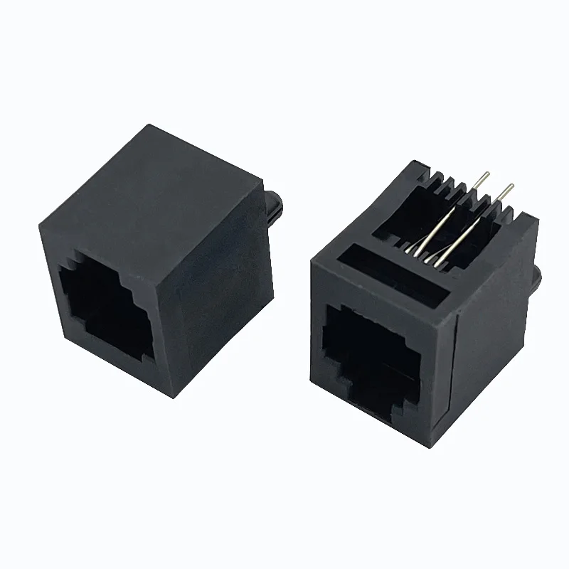 15PCS RJ11 Connector RJ9 Modular Jack 5222 Phone Socket 6P4C Female Hole Pcb Connector 4 Pin 180 Degree Vertical DIP