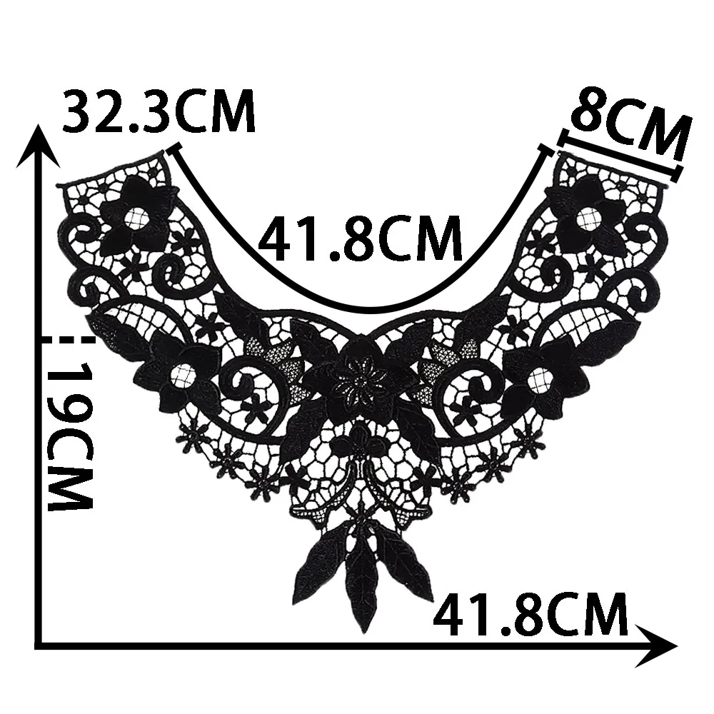 Wholesale sales of 1-10 piece of polyester embroidery black and white collar DIY sewn decorative clothing lace accessories