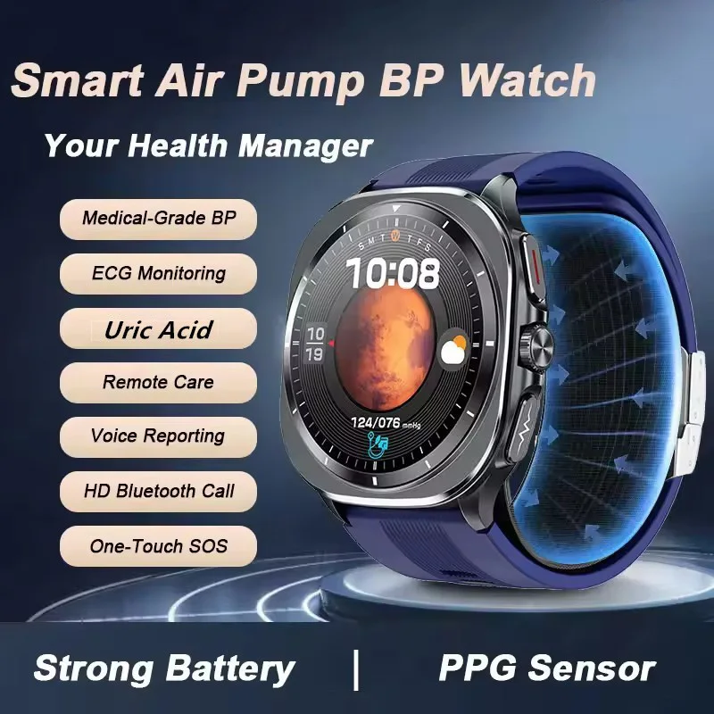 2026 New Health Track Smartwatch Men Women BT Call Air Pump Airbag True Blood Pressure Health Measure Smart Watch Blood Oxygen