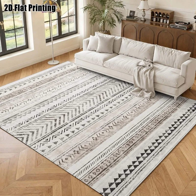 1Pc Bohemian Geometric Stripe Retro Carpet, Machine Washable, Personalized Decoration, Ins Style Home Essential, Suitable for Living Room, Bedroom, Entryway, Office, Corridor and Other Areas