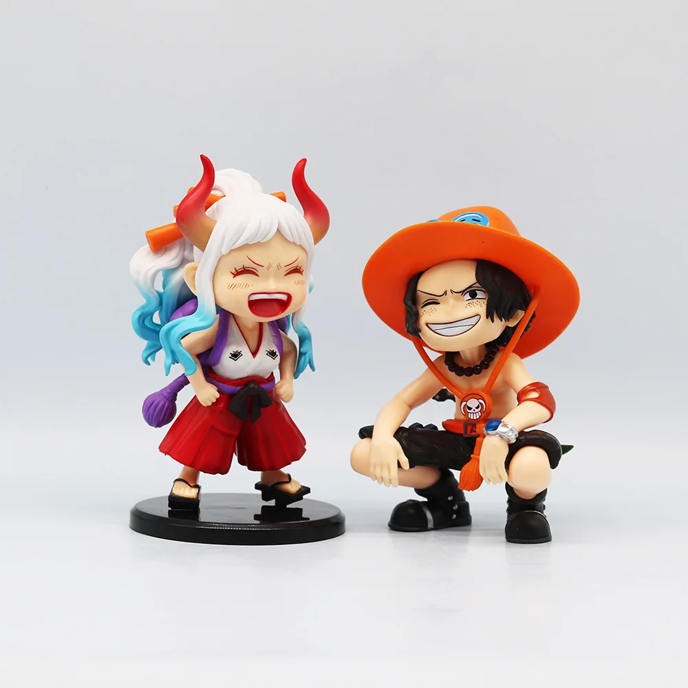 14cm One Piece Anime Figure Portgas D Ace Yamato Laughing Out Loud Q Version Model Peripheral Large Ornament Birthday Gifts Toys