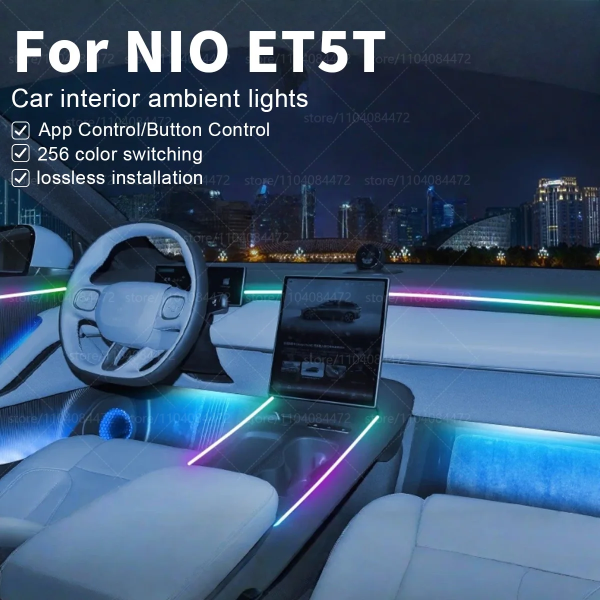 For NIO ET5T 22in1 RGB Car Interior Acrylic Car Ambient Lights RGB Hidden Acrylic Strip Decoration Atmosphere Accessories