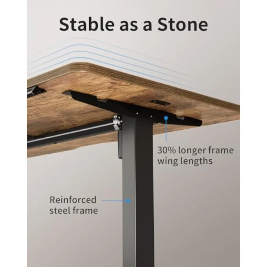 مكتب قائم كهربائي بارتفاع 48 × 24 بوصة، مكتب قائم قابل للتعديل للمنزل والمكتب، مكتب كمبيوتر مع بني ريفي #4