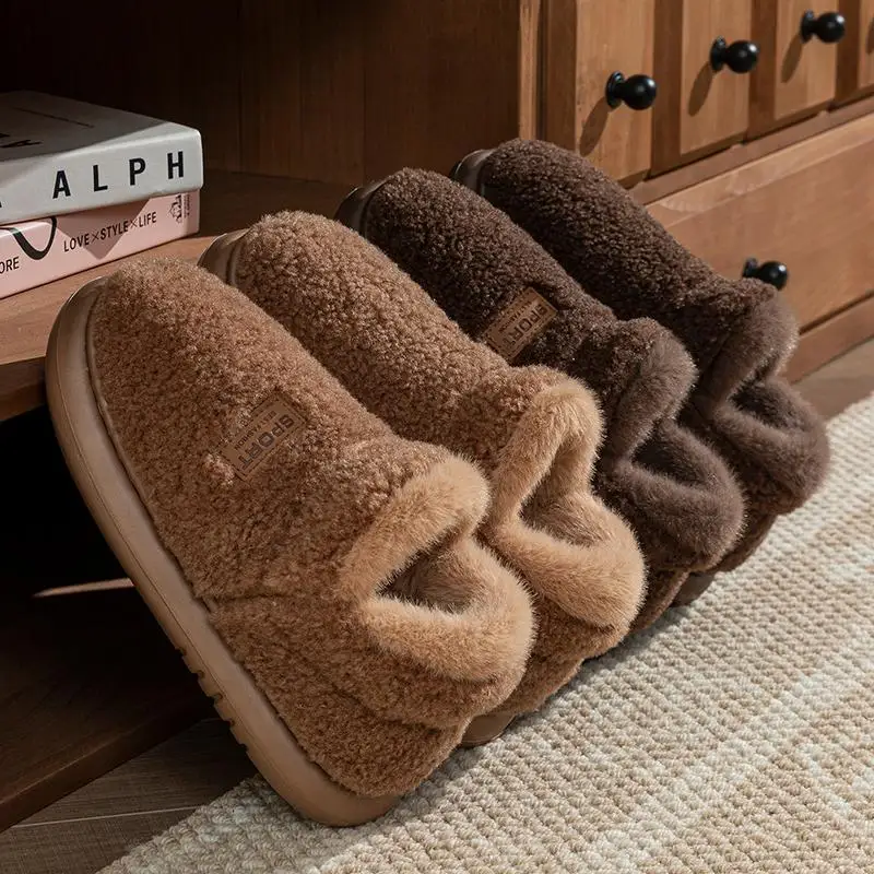 Komfortable Schneestiefel aus Lammwolle mit rutschfester, dicker Sohle für Damen, Winter 2026, Übergröße 45, warme, plüschige Stiefeletten, kurze, pelzige Stiefeletten für Damen – Detail 9
