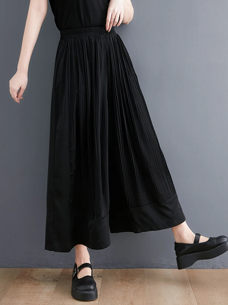 

Pleated Oversize Black Vintage High Waist Wide Leg Pants Women Loose Casual Korean Fashion Ladies Trousers Spring Autumn 2023