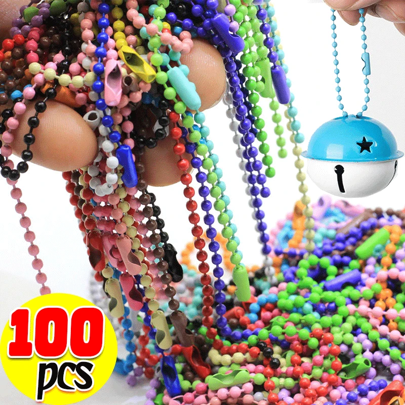 10/100pcs Ball Bead Chains Diy Keychain Dolls Label Hand Tag Connector Bracelet Jewelry Making Finding Accessorise Wholesale