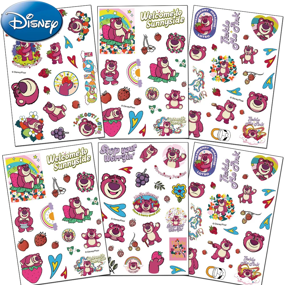 8/16sheets Disney Lotso Huggin Bear Cartoon Stickers Cute Kids Sticker Toy Phone Case Laptop Diary Funny Anime Toy Story Decals