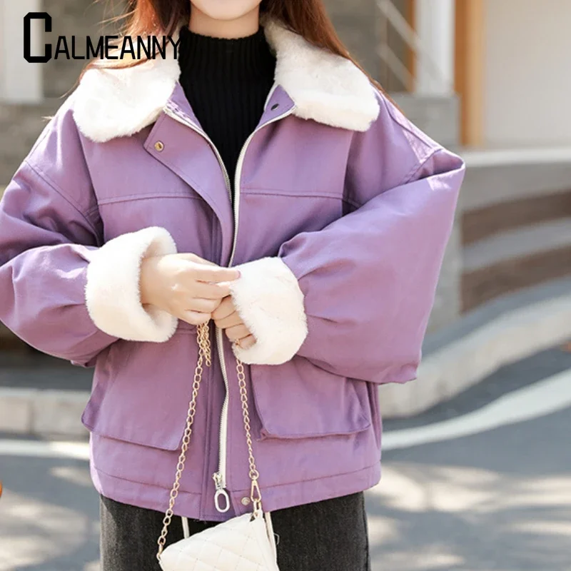 

Woman Jackets Thick 2024 Winter New Style Casual Loose Versatile Thickening Turn Down Collar Korean Edition Outerwears