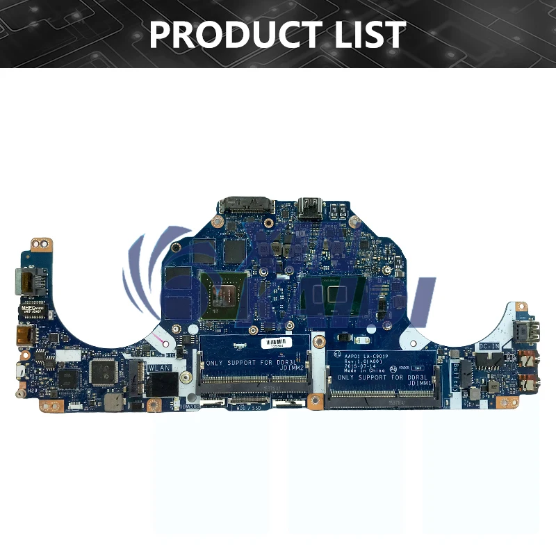 Para DELL Alienware 13 R2 Laptop Placa-mãe i7-6500U I5-6200U AAP01 LA-C901P GTX960M N16P-GX-A2 0V3TCJ DDR3 Notebook Mainboard