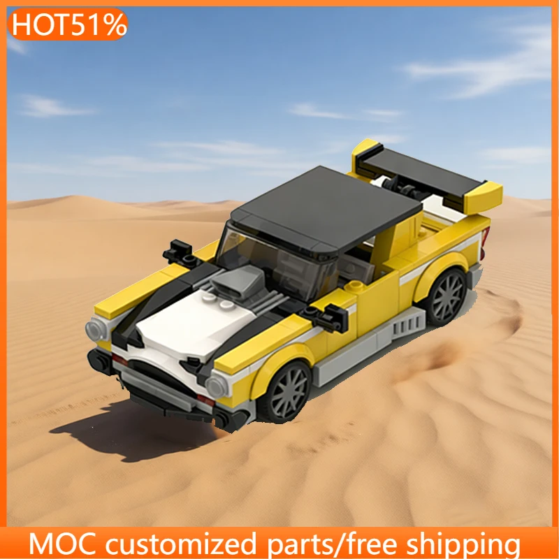 

265 деталей, настраиваемый гоночный автомобиль MOC в желто-черной расцветке, модульный конструктор, популярная креативная игрушка для мальчиков, подарок на праздник, сделай сам