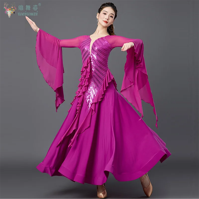 

Modern Dance Dress for Women's Ballroom Dance Foxtrot Tango Waltz Competition Performance Outfit Modern Big Swing Dance Dress