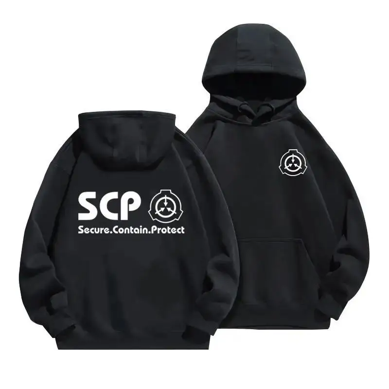 SCP Foundation Supernatural Horror Shelter Contingent Peripheral Men's and Women's Fleece Cotton Sweater Hooded Jacket Clothes