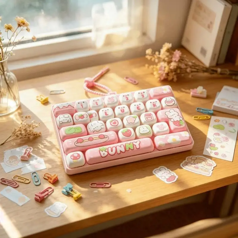 1 Stück Niedliche Tier-Themen Transparente 26-Fächer-Tastatur-Schlüsselanhänger Taschenzubehör Paar-Stressabbau Kreatives Geschenk – Detail 4